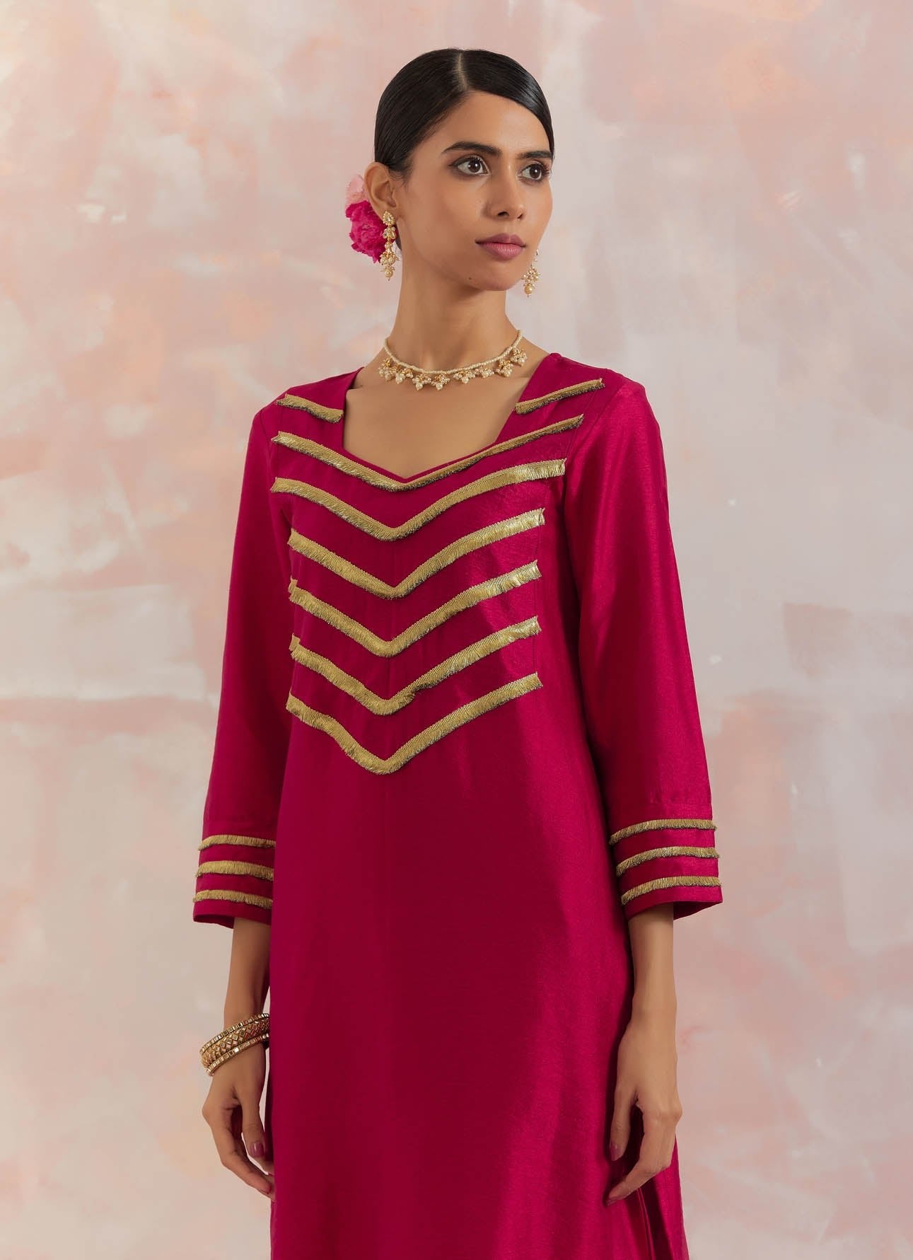 Red Rooh Kurta With Pant (Set Of 2) - The Indian Cause