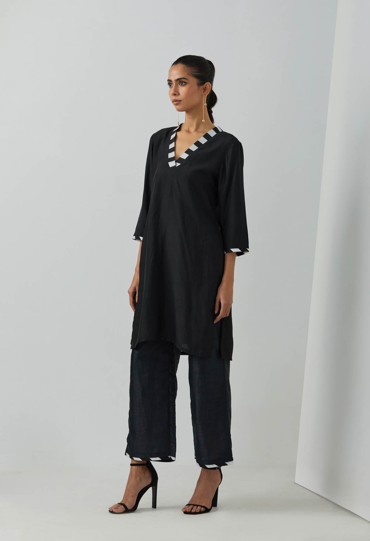 Black Chanderi Kali Short Kurta - The Indian Cause
