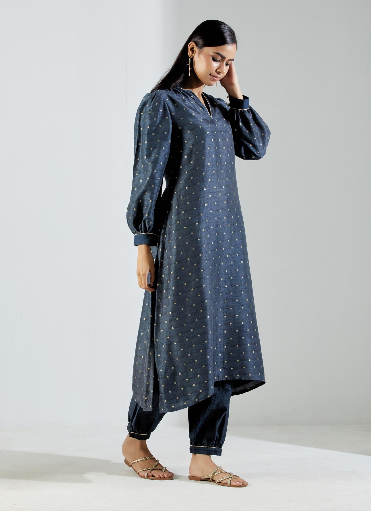 Grey Booti Polaris Kurta with Salwar and Dupatta (Set of 3) - The Indian Cause