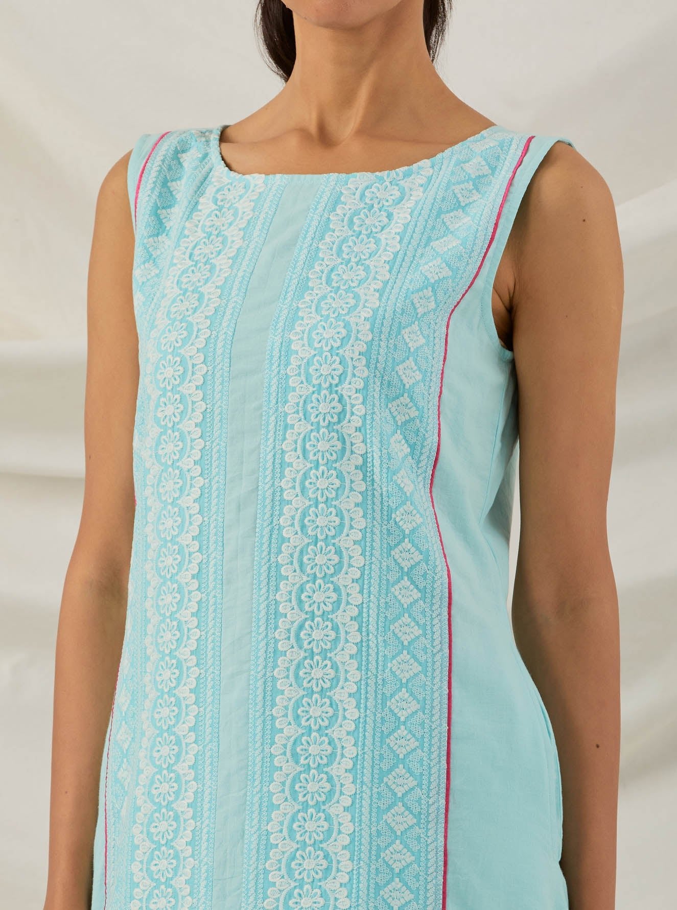 Blue Chikankari Afroza High Low Kurta - The Indian Cause