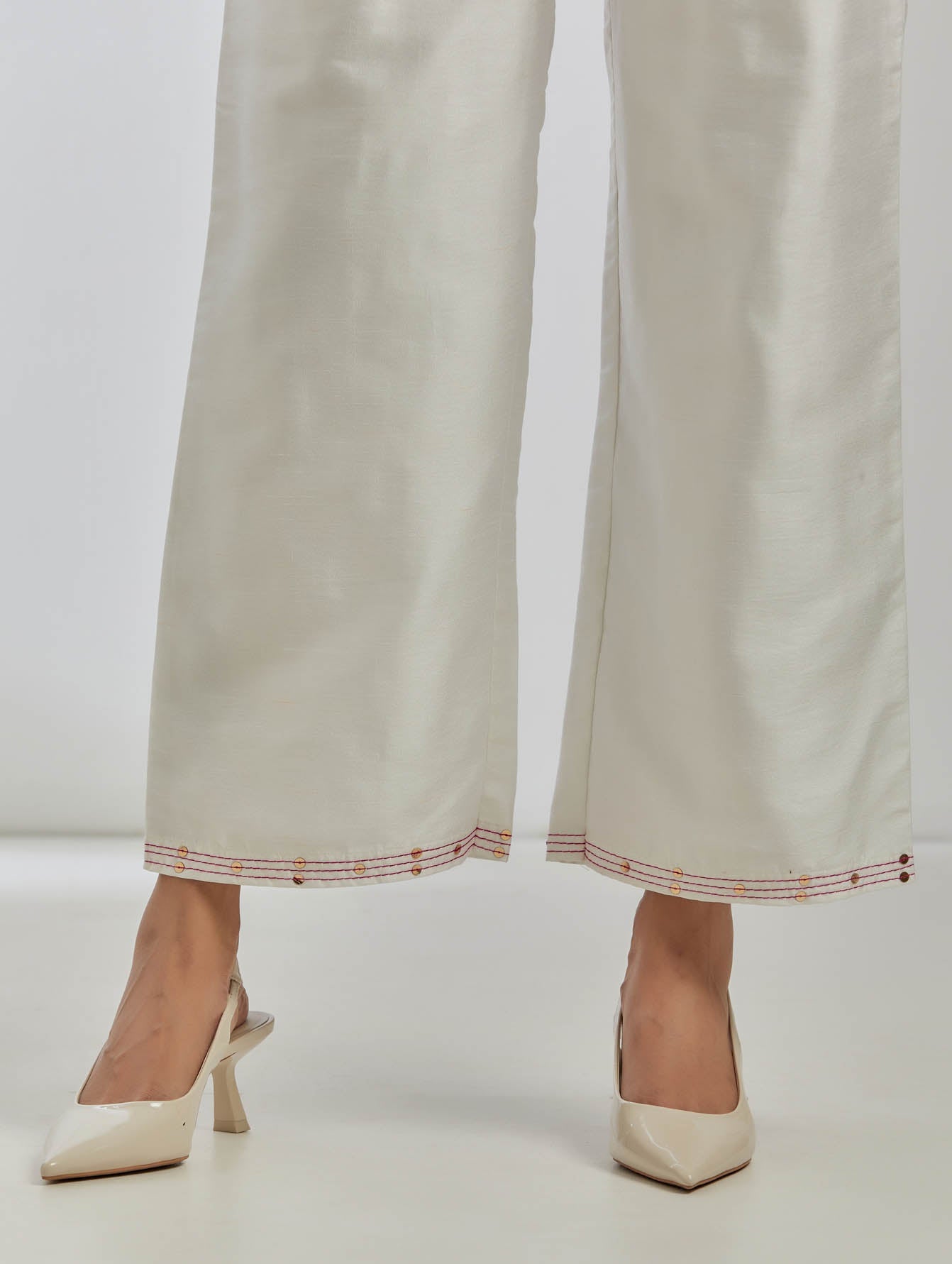 White Raw Silk Rigel Top With White Palazzo (Set Of 2) - The Indian Cause