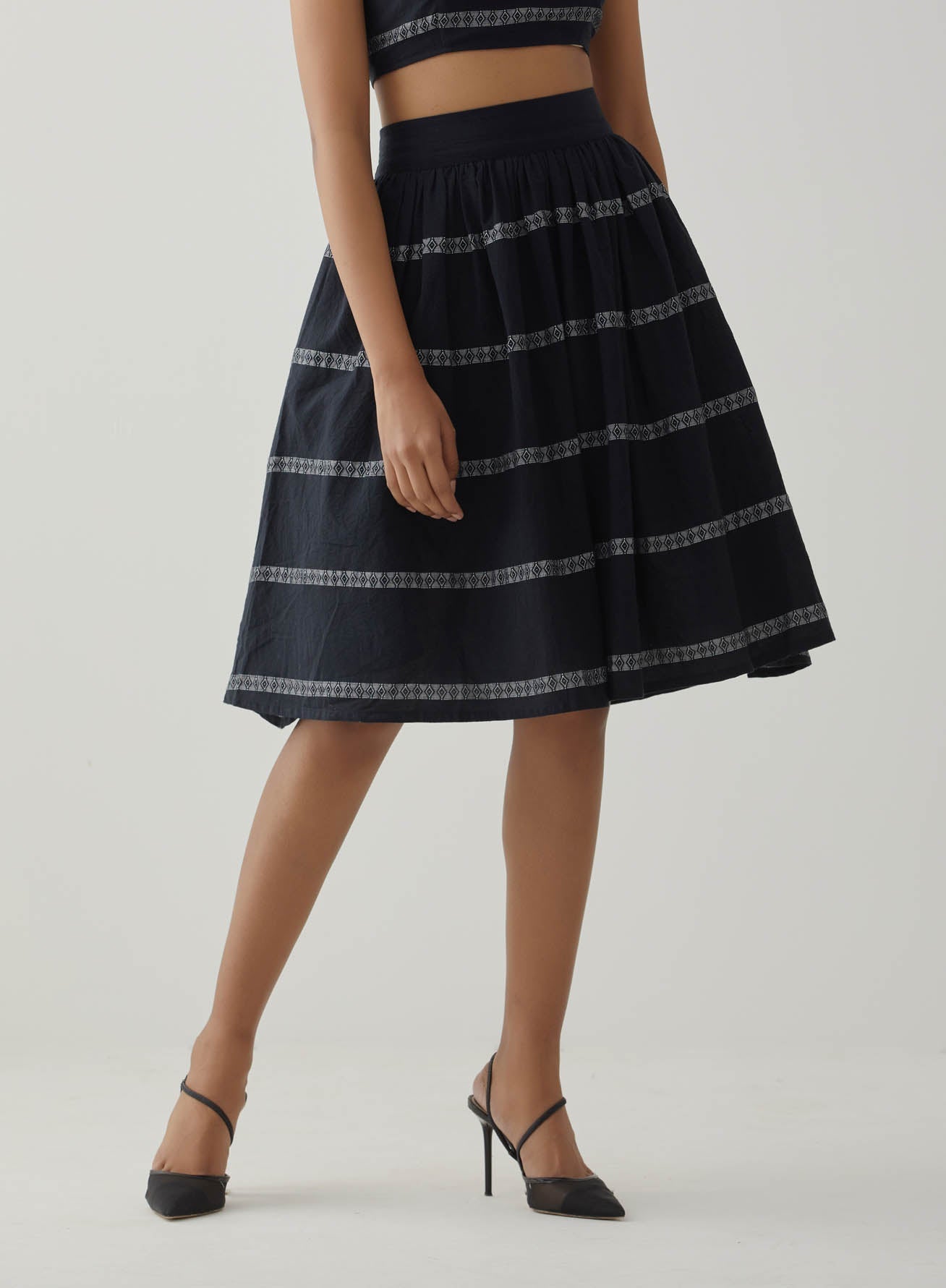 Black Jacquard Short Skirt - The Indian Cause