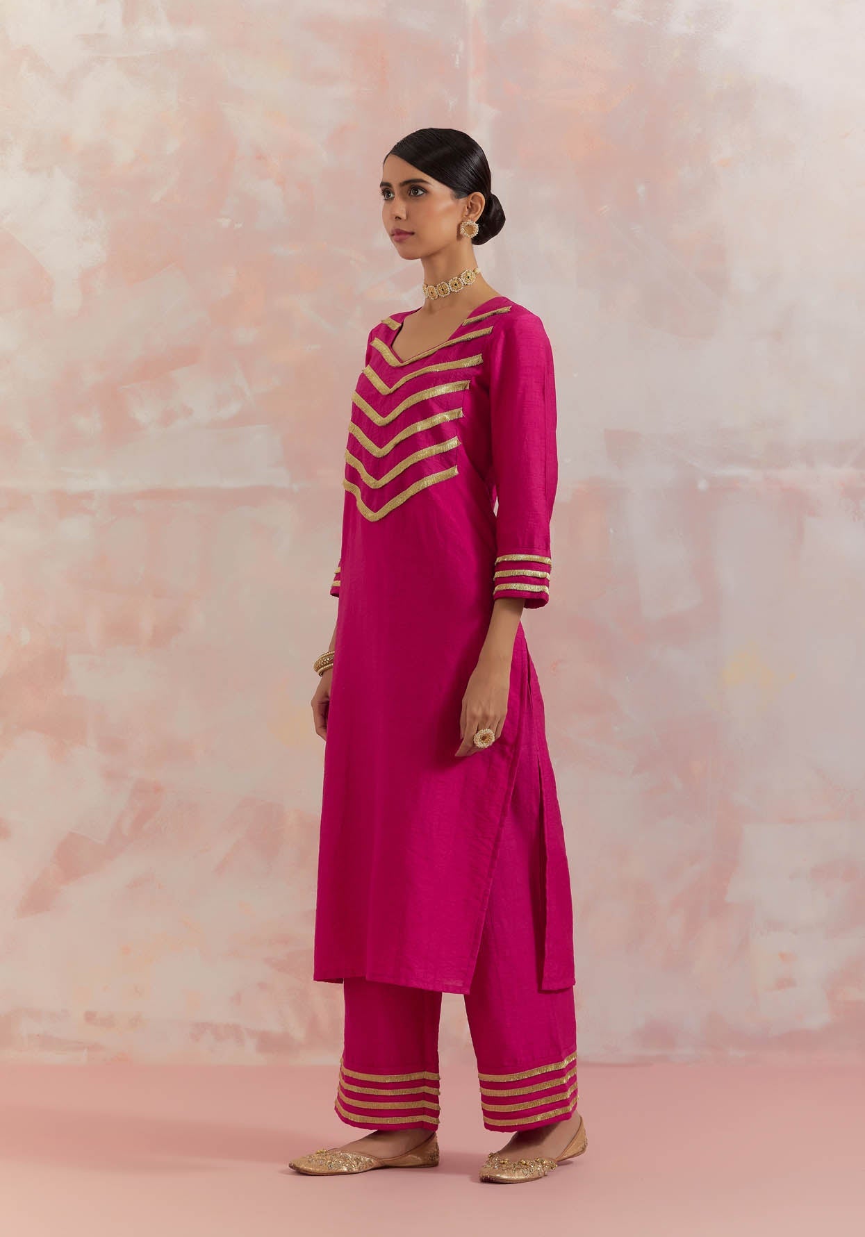 Pink Rooh Kurta With Pant (Set Of 2) - The Indian Cause