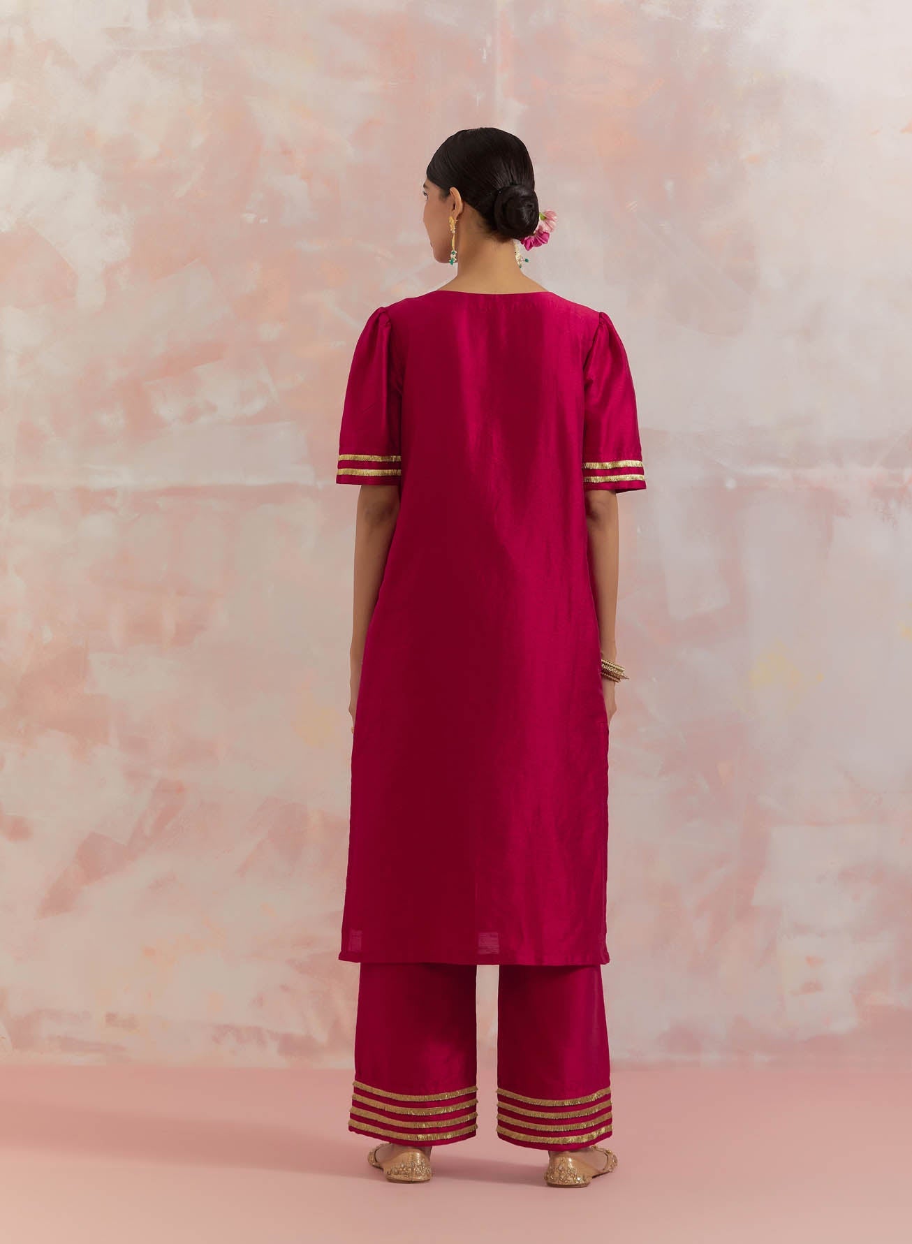Red Rukbat Kurta With Pant (Set Of 2) - The Indian Cause