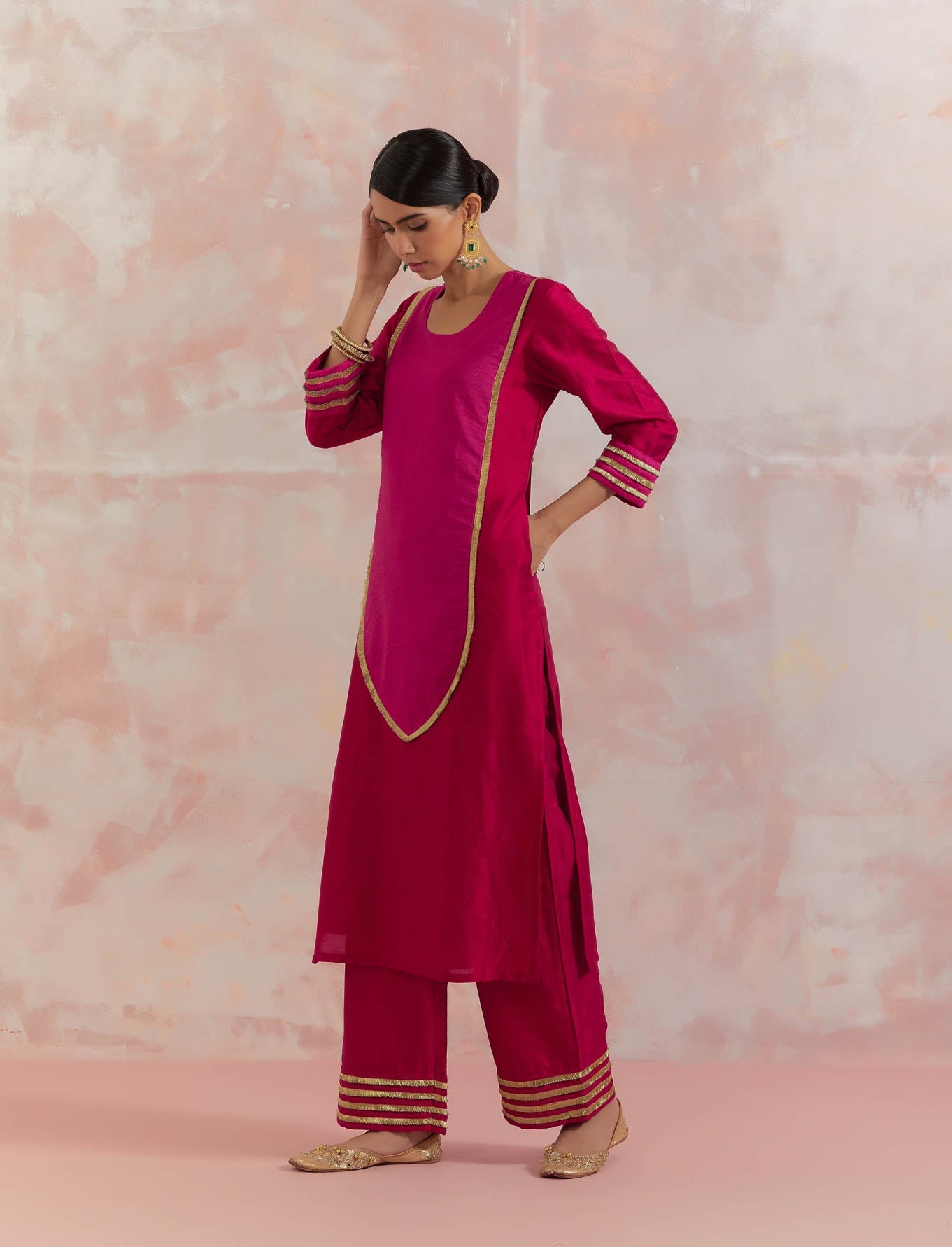 Red/Pink Rooh-E-Dari Kurta - The Indian Cause