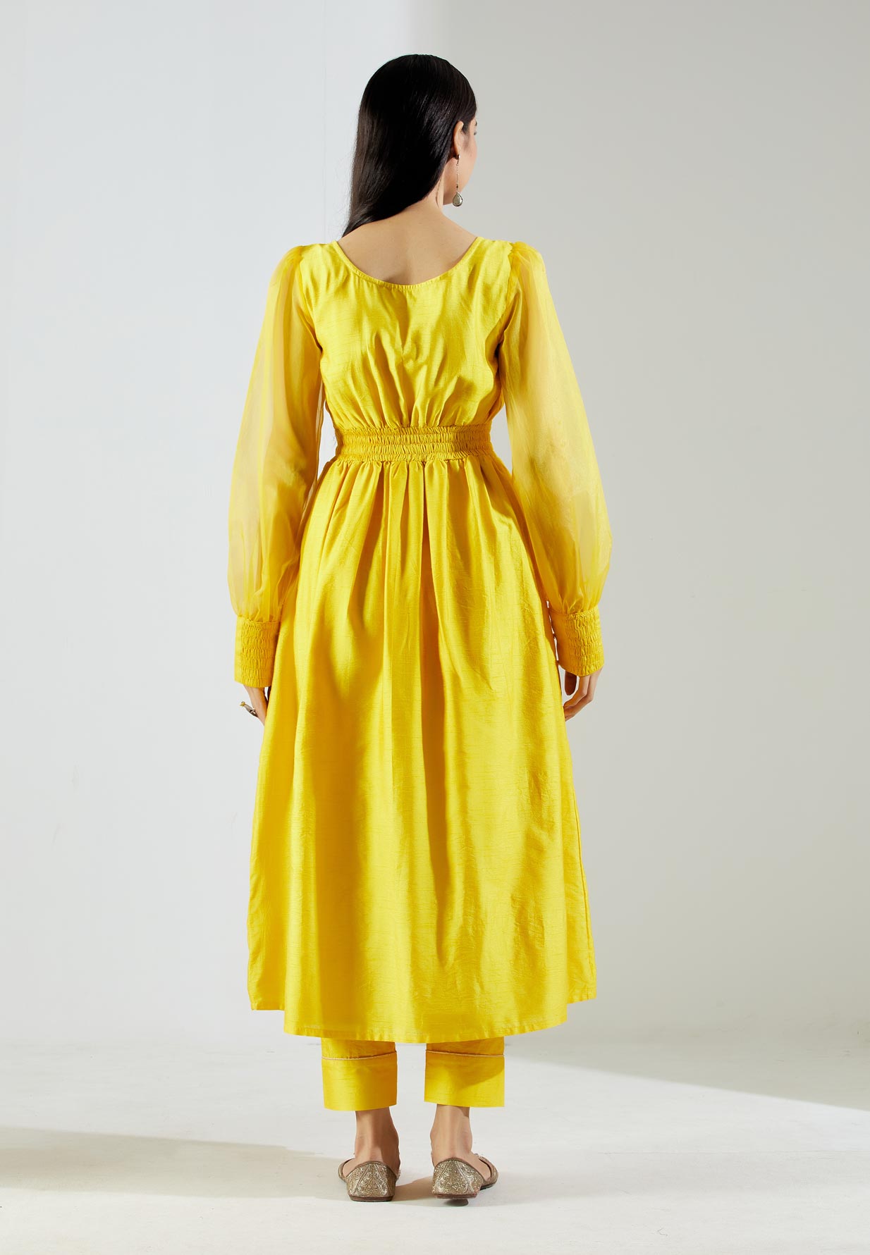 Yellow Electra Kurta Dress with Pant (Set of 2) - The Indian Cause