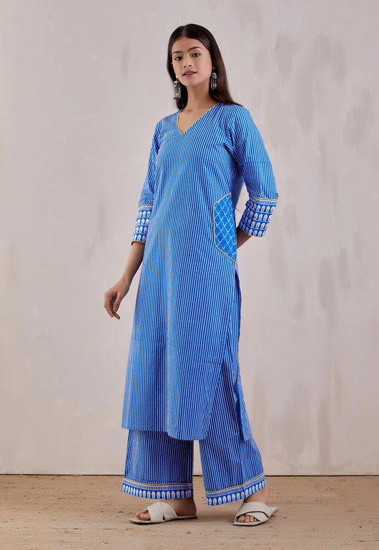 Blue Printed Mira Kurta - The Indian Cause