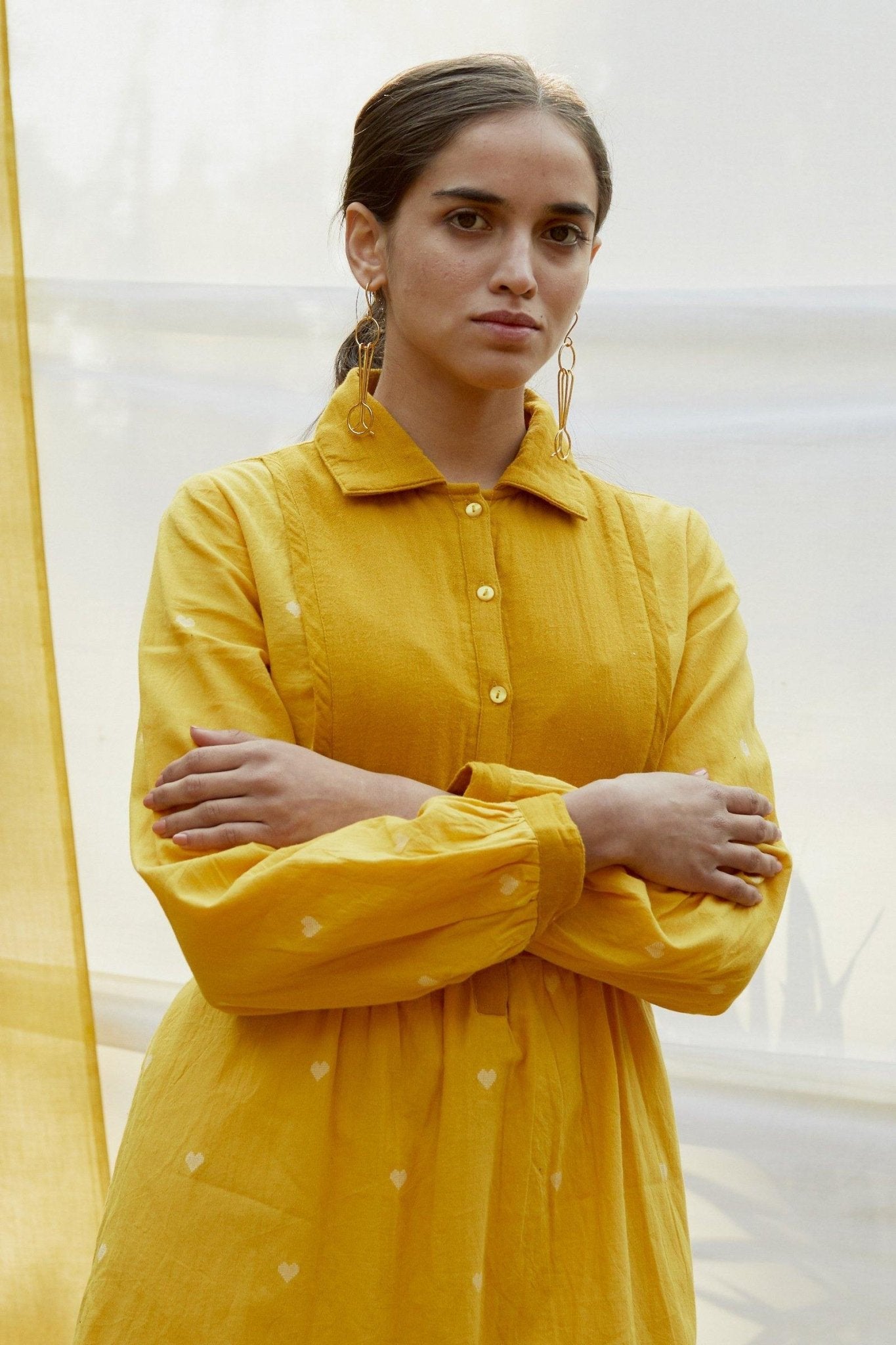 Cotton dobby dress with yoke - The Indian Cause