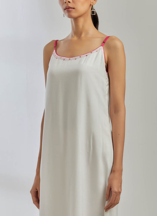 White Silk Strappy Dress - The Indian Cause