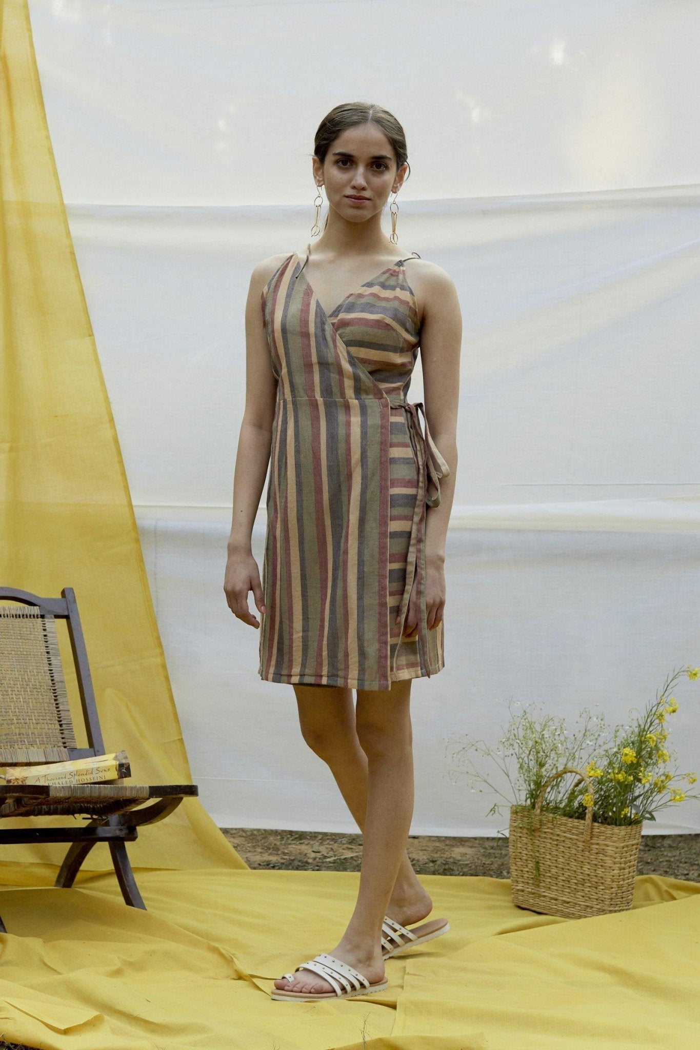Cotton Stripe wrap dress - The Indian Cause