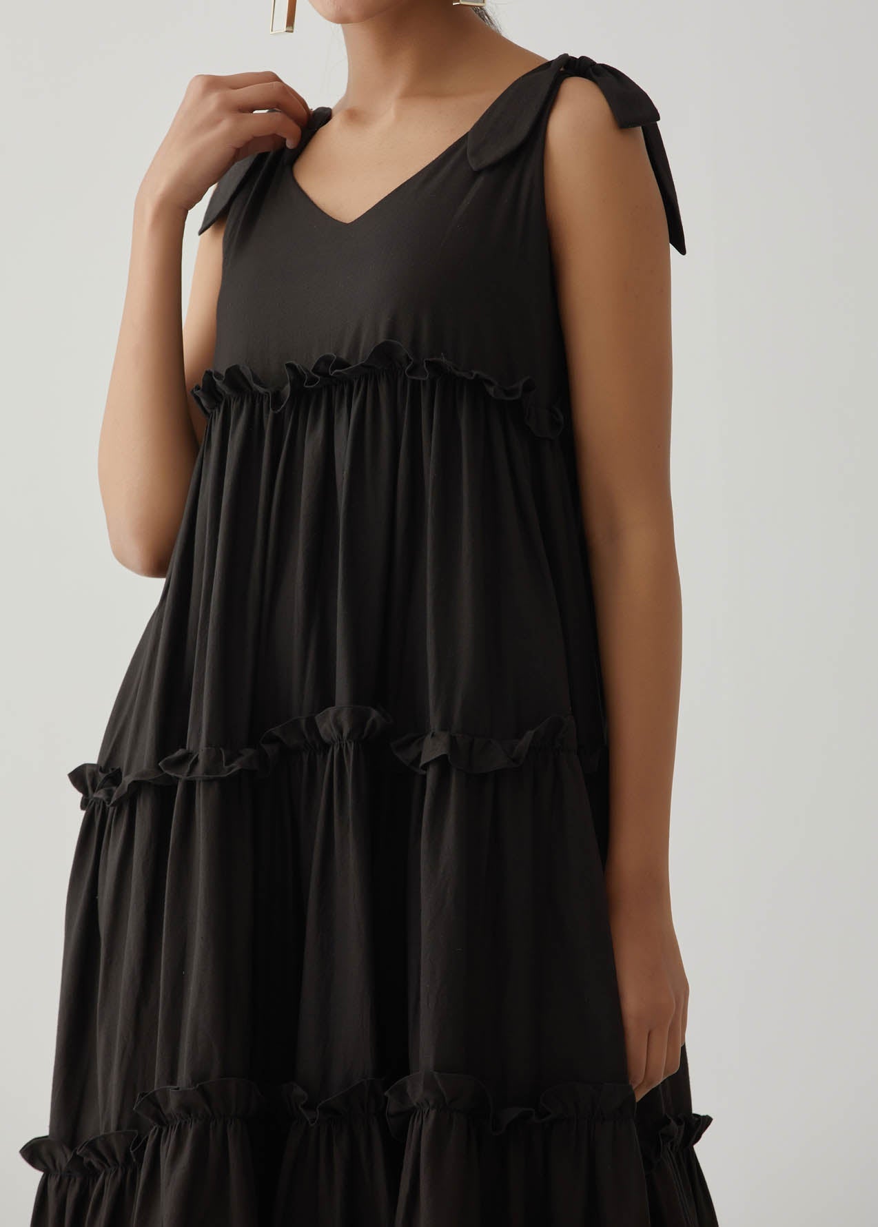 Black Tiered Long Maxi Dress - The Indian Cause