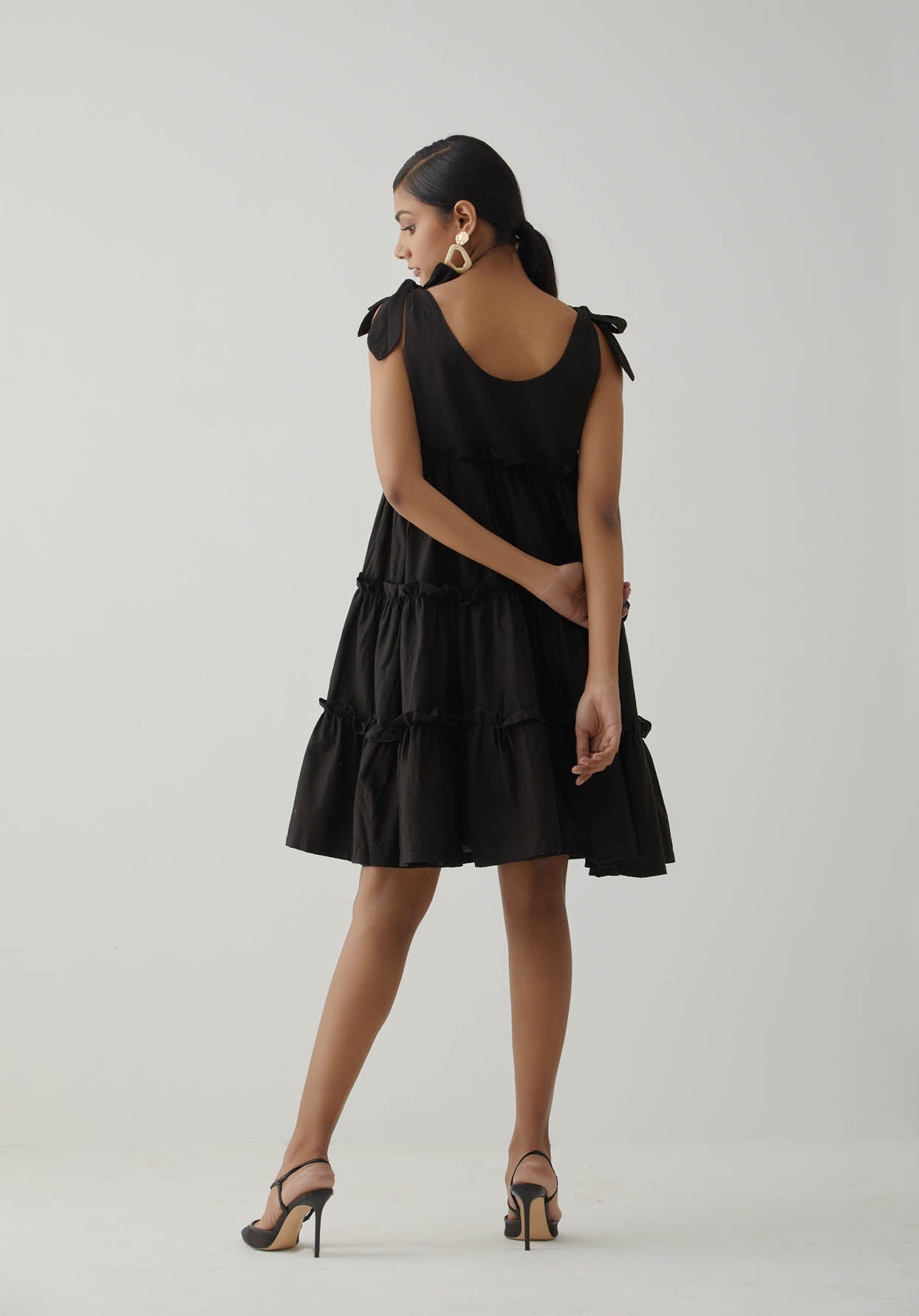 Black Tiered Short Dress - The Indian Cause