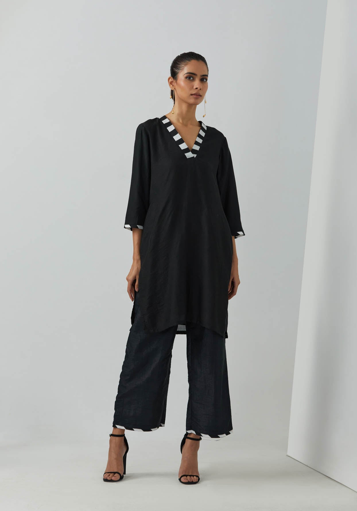 Black Chanderi Kali Short Kurta - The Indian Cause