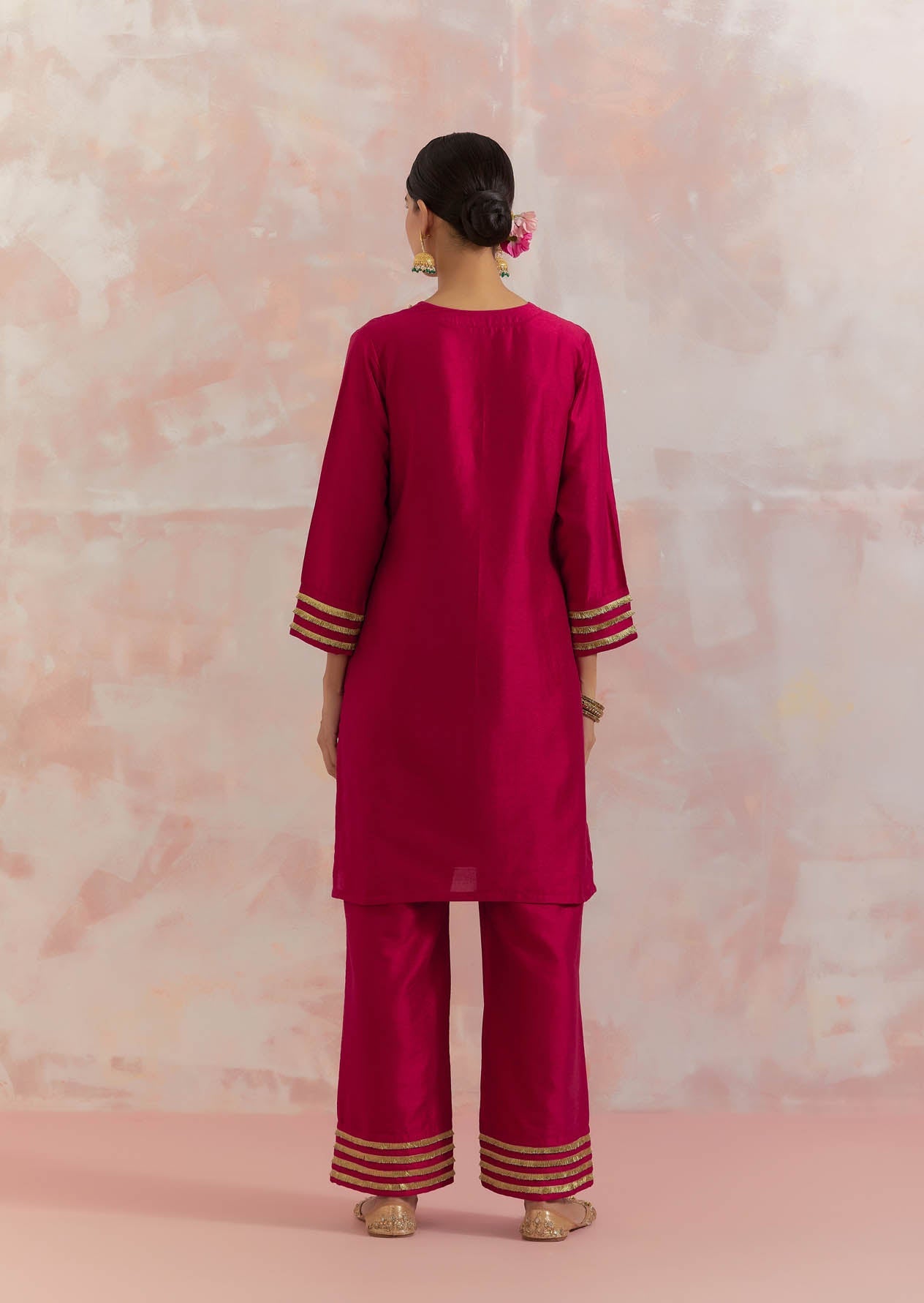 Red Kali Short Kurta With Pant (Set Of 2) - The Indian Cause