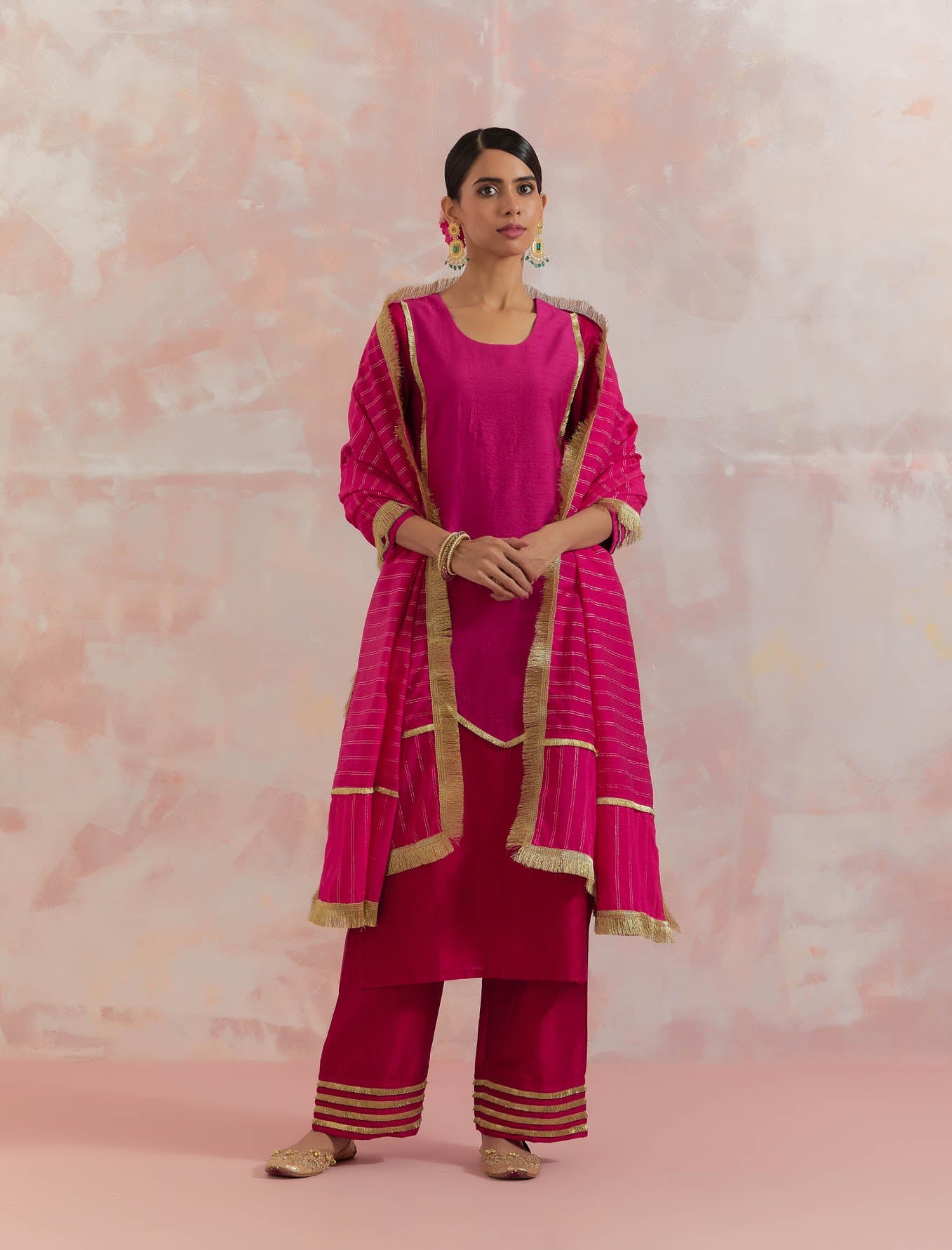 Red/Pink Rooh-E-Dari Kurta - The Indian Cause