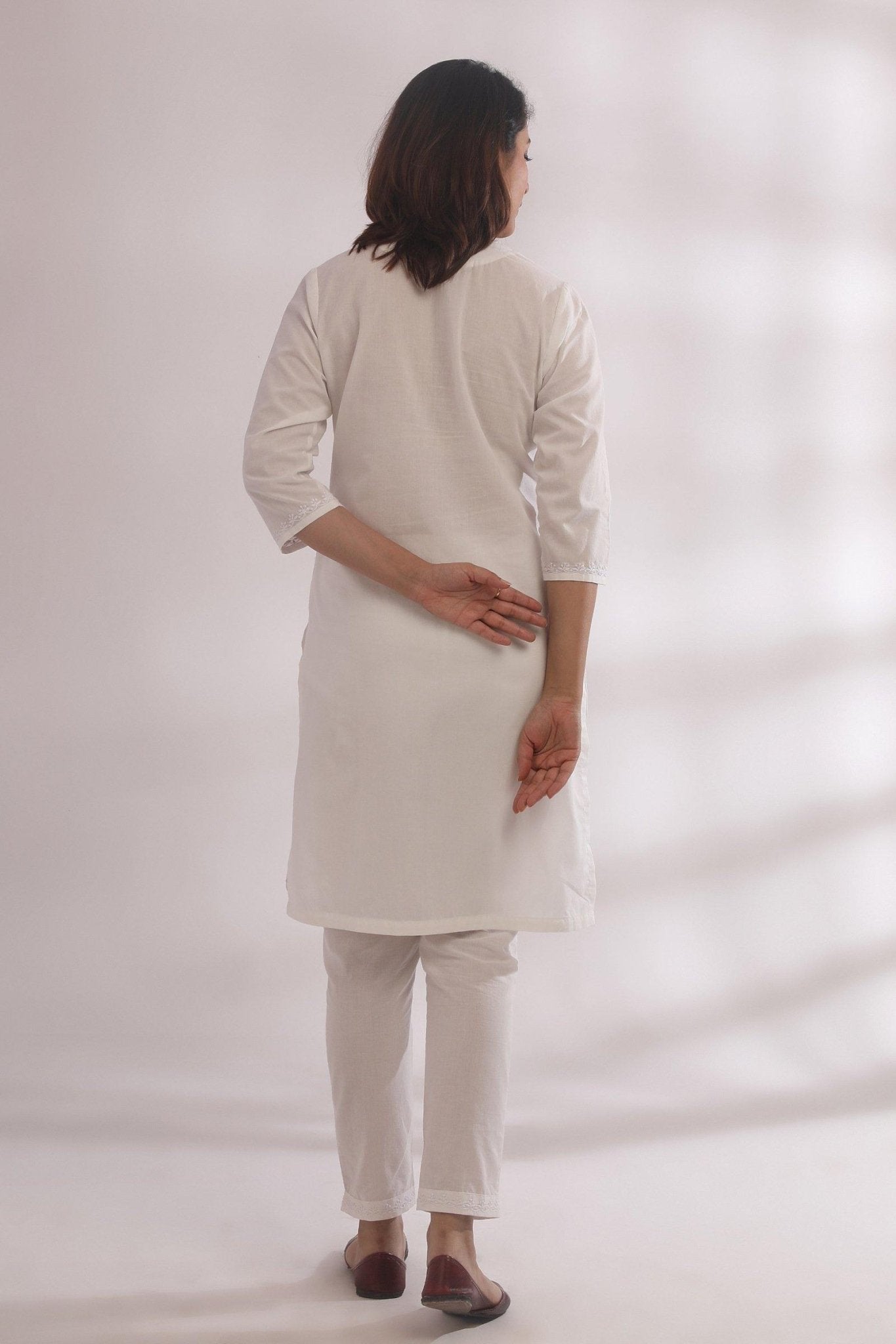 Kali White Chikankari Short Kurta - The Indian Cause
