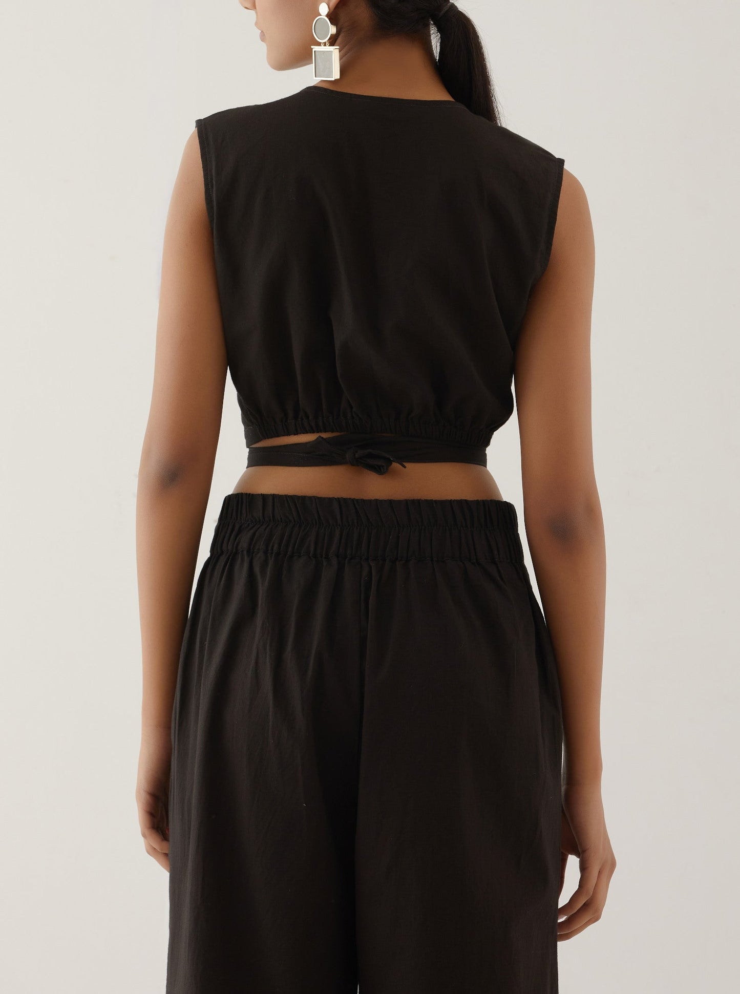 Black Collared Crop Top - The Indian Cause