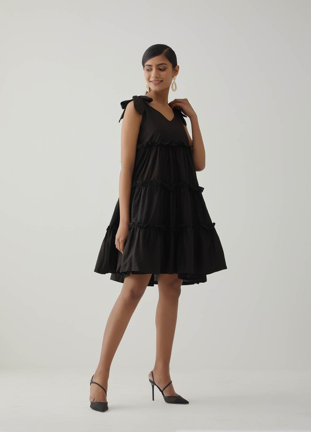 Black Tiered Short Dress - The Indian Cause