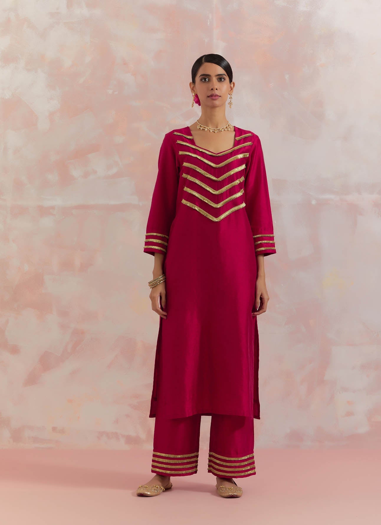 Red Rooh Kurta With Pant (Set Of 2) - The Indian Cause
