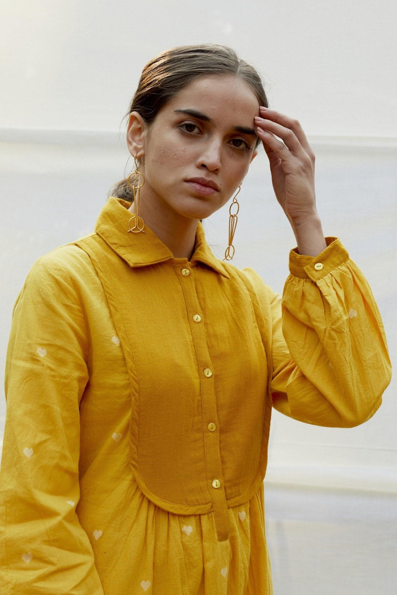 Cotton dobby dress with yoke - The Indian Cause