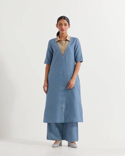 Blue Collared Co-ord Set (Set of 2)