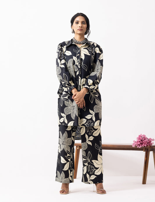 Black Block Printed Caryl Co-ord Set (Set of 2)