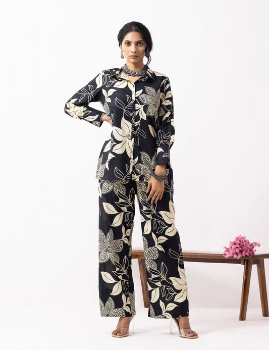 Black Block Printed Caroline Co-ord Set (Set of 2)