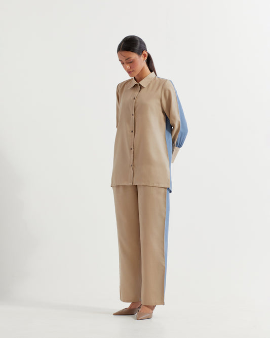 Beige/Blue Caroline Co-ord Set (Set of 2)