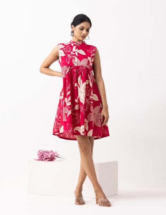 Crimson Red Block Printed Amore Dress