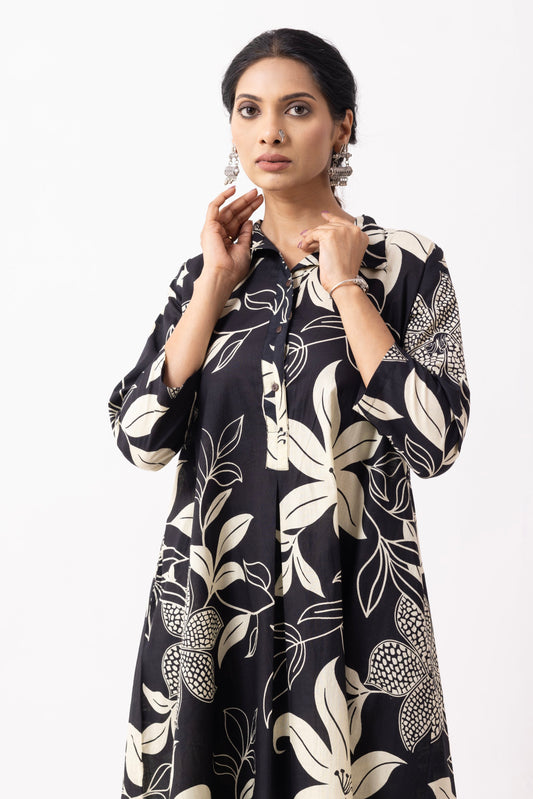 Black Block Printed Victoria Kurta Set (Set of 2)