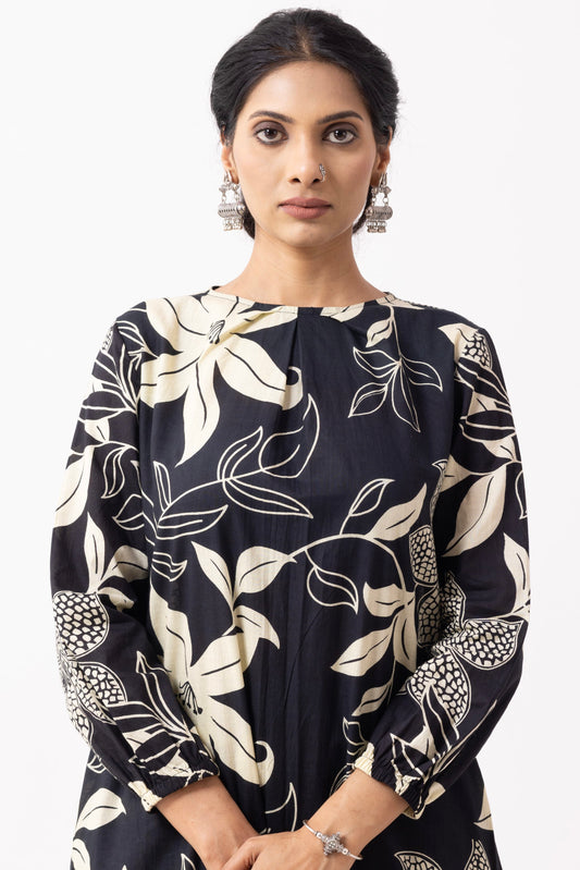 Black Block Printed Maya Kurta Set (Set of 2)