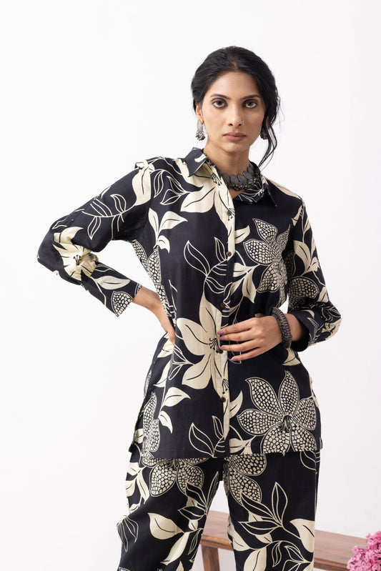 Black Block Printed Caroline Co-ord Set (Set of 2)