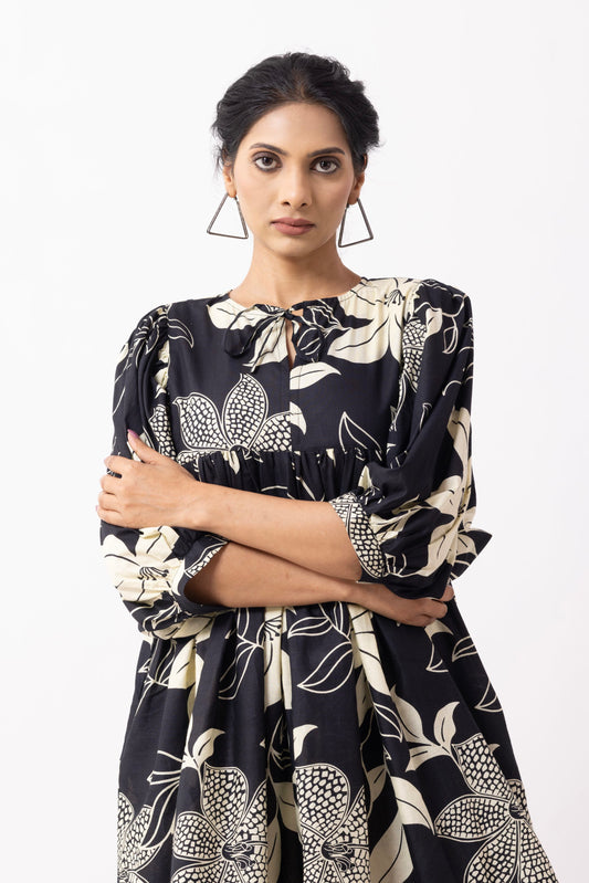 Black Block Printed Tahiti Dress