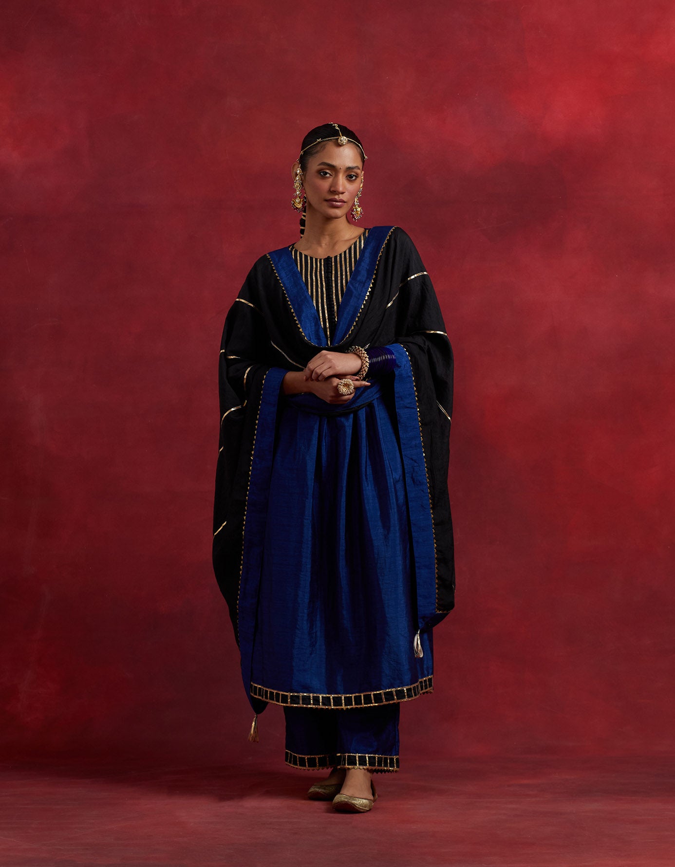 Blue Black Raw Silk Gauhar Kurta