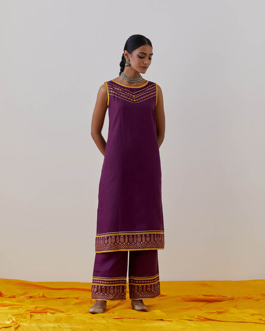 Purple Cotton Seher Kurta Set (Set Of 2)