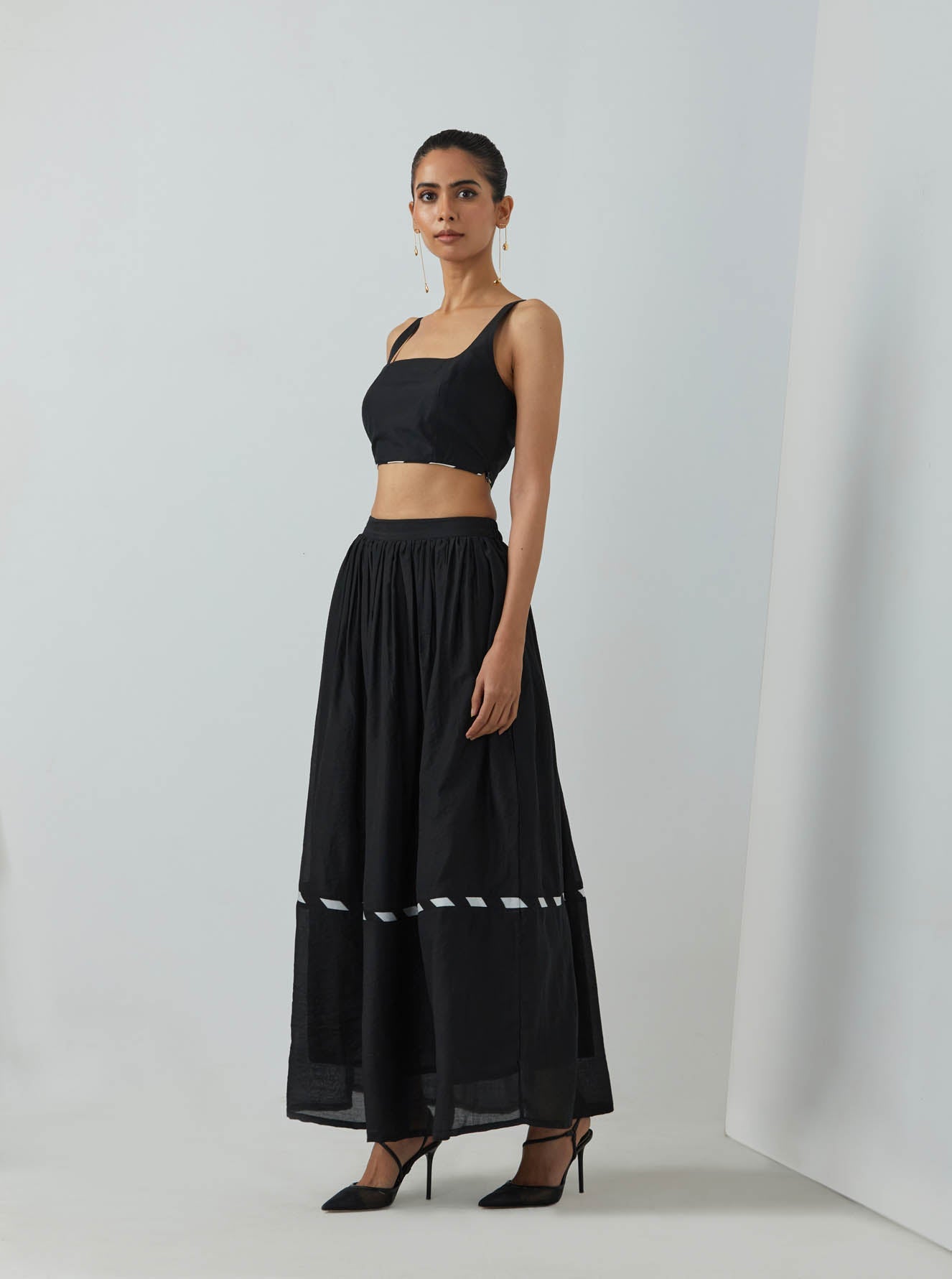Black Chanderi Full Length Skirt - The Indian Cause