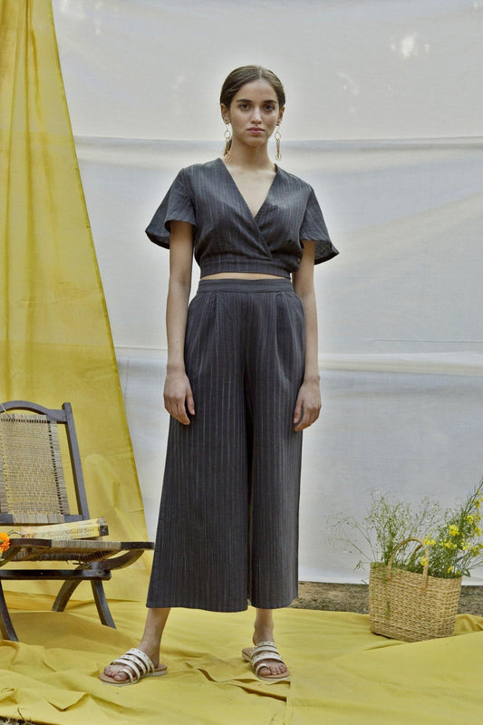 Grey Cotton dobby Co-ord Set - The Indian Cause