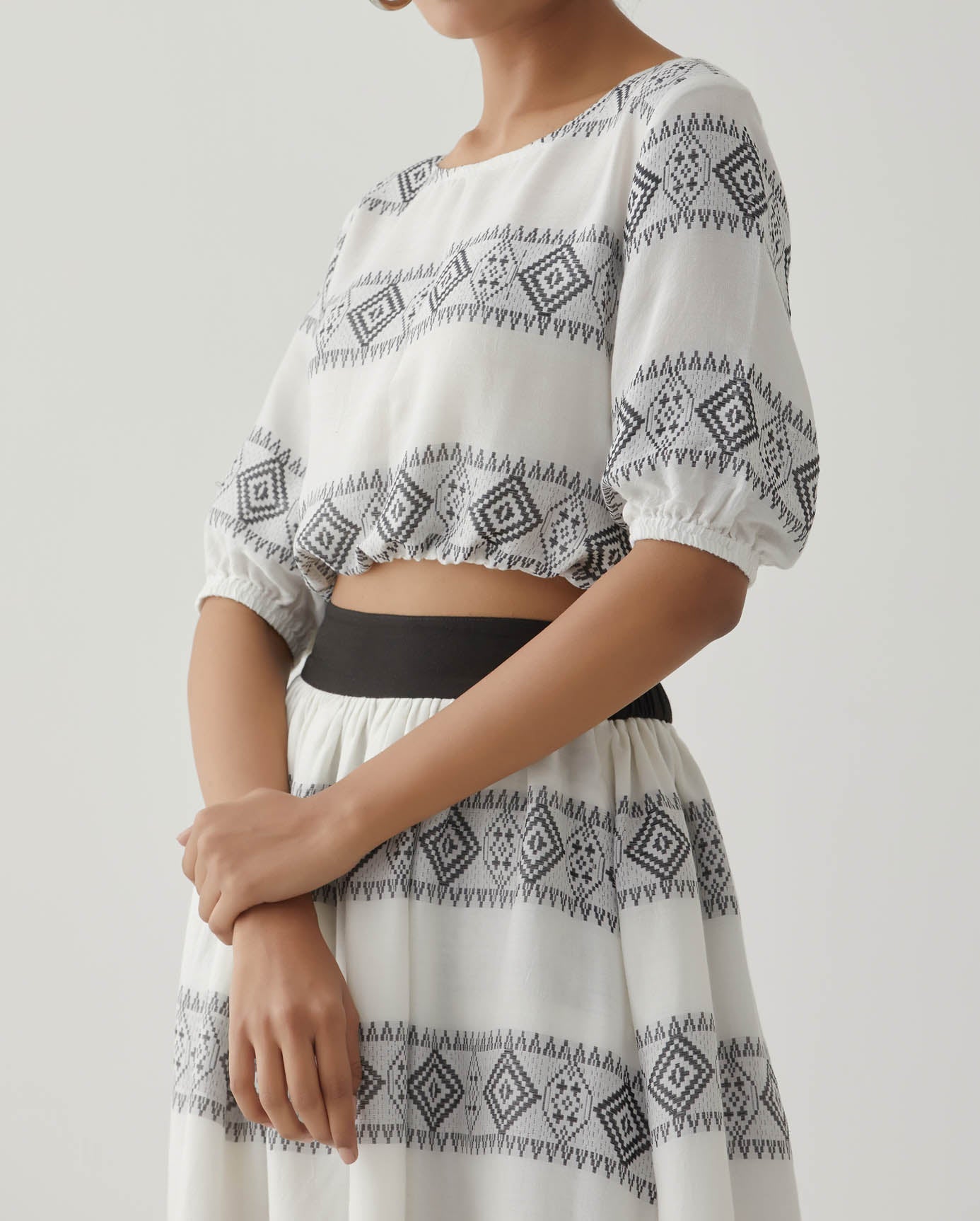 White/Black Crop Top - The Indian Cause
