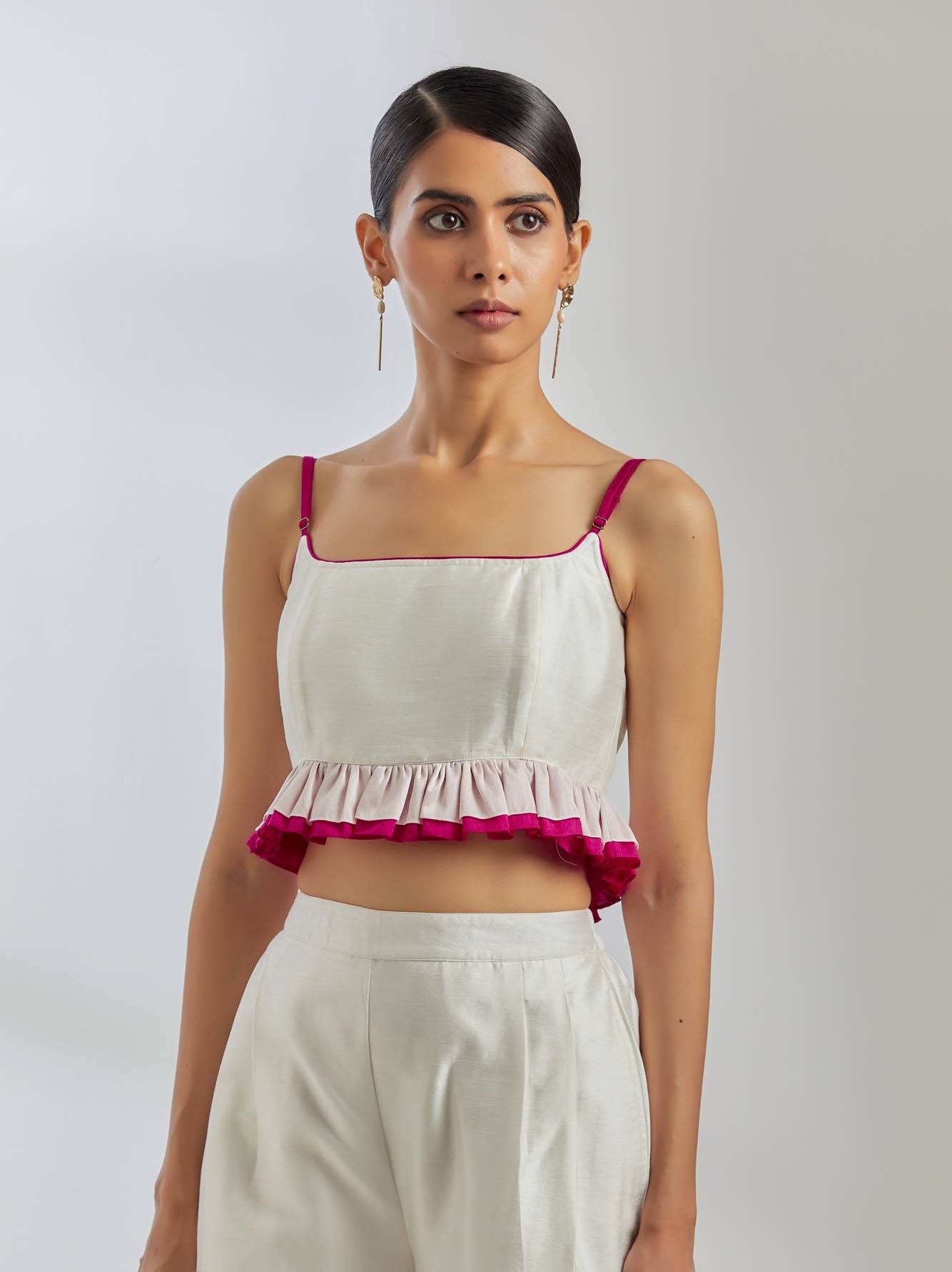 White Raw Silk Rigel Top - The Indian Cause