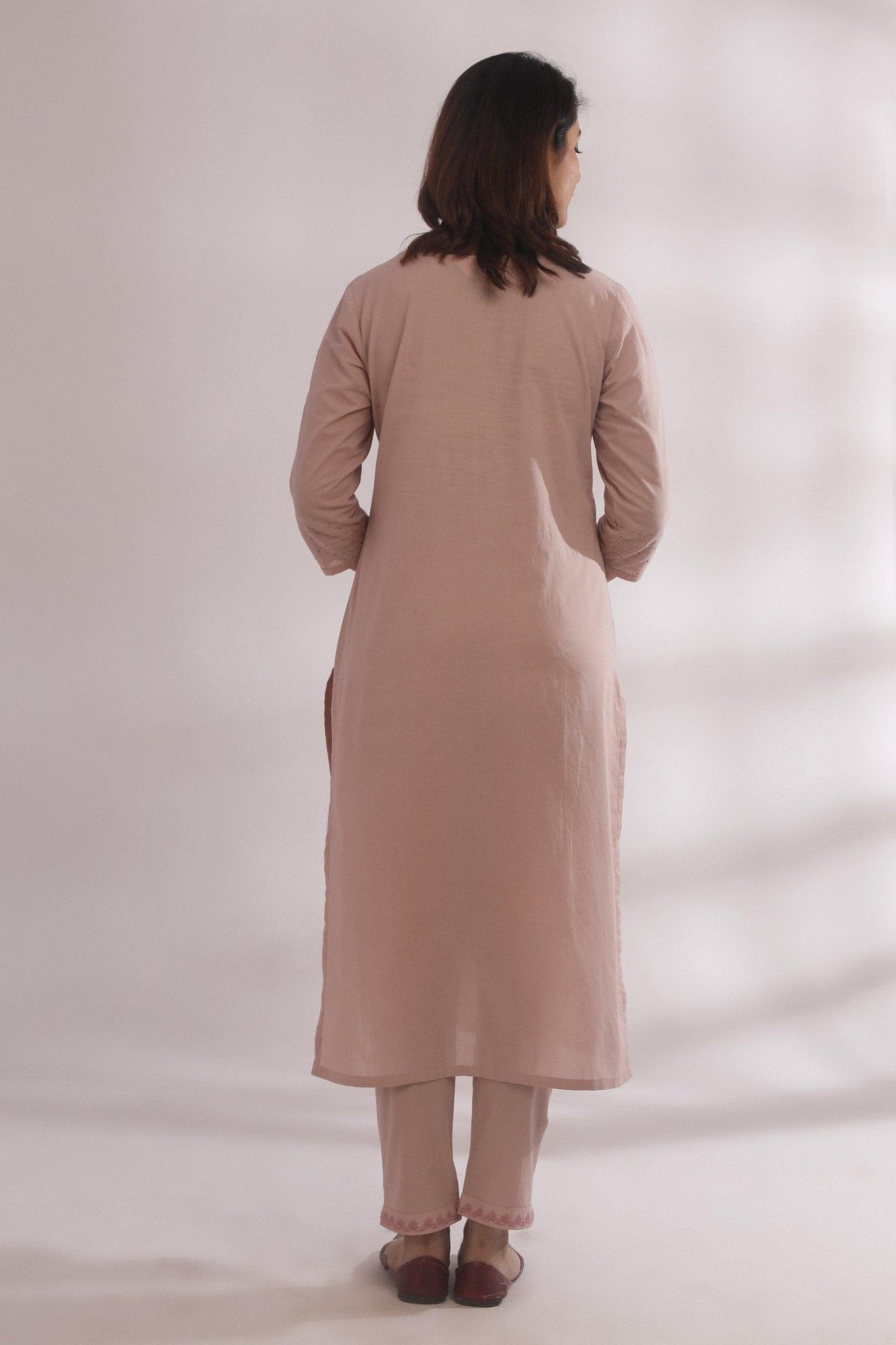 Kyaaree Nude Pink Chikankari Kurta - The Indian Cause