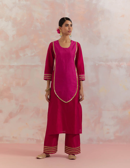 Red/Pink Rooh-E-Dari Kurta - The Indian Cause