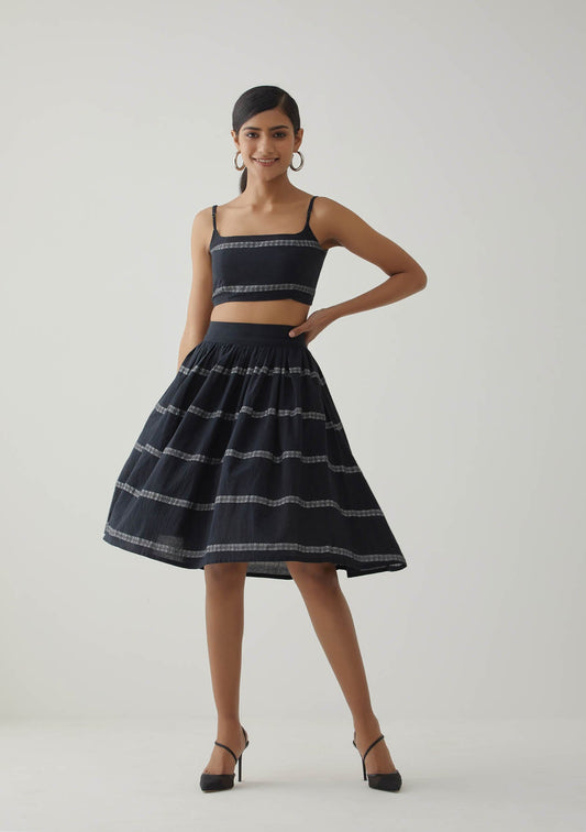 Black Jacquard Short Skirt - The Indian Cause