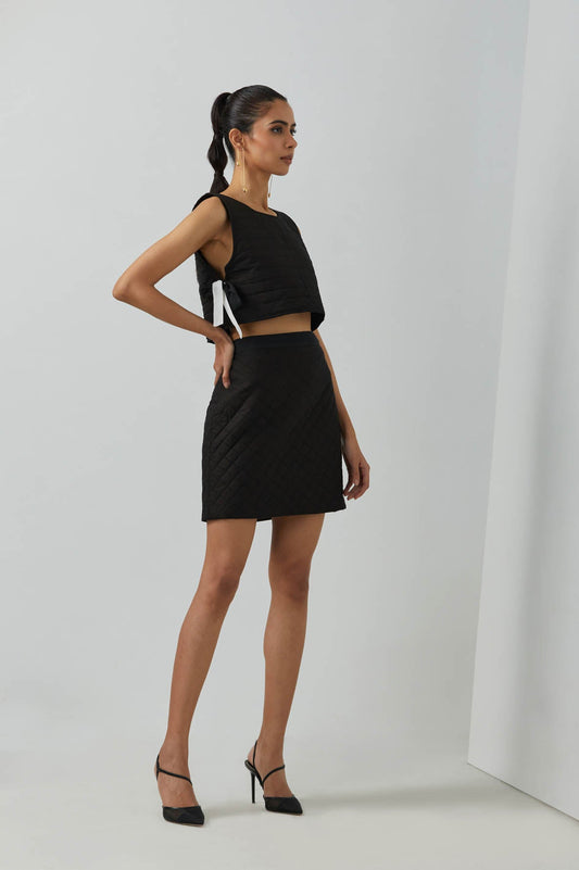 Black Cotton Quilted Skirt - The Indian Cause