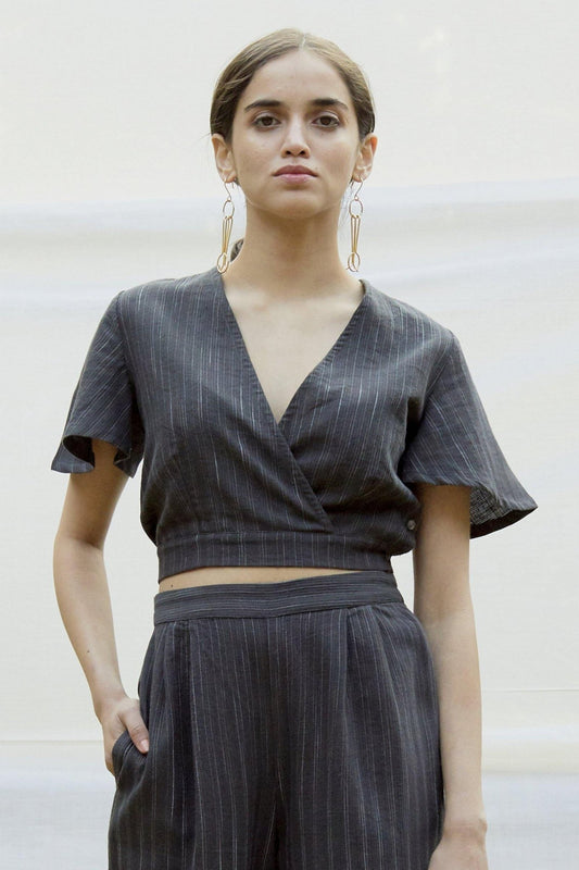 Grey Cotton dobby Co-ord Set - The Indian Cause