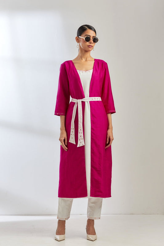 Pink Raw Silk Cape Jacket - The Indian Cause
