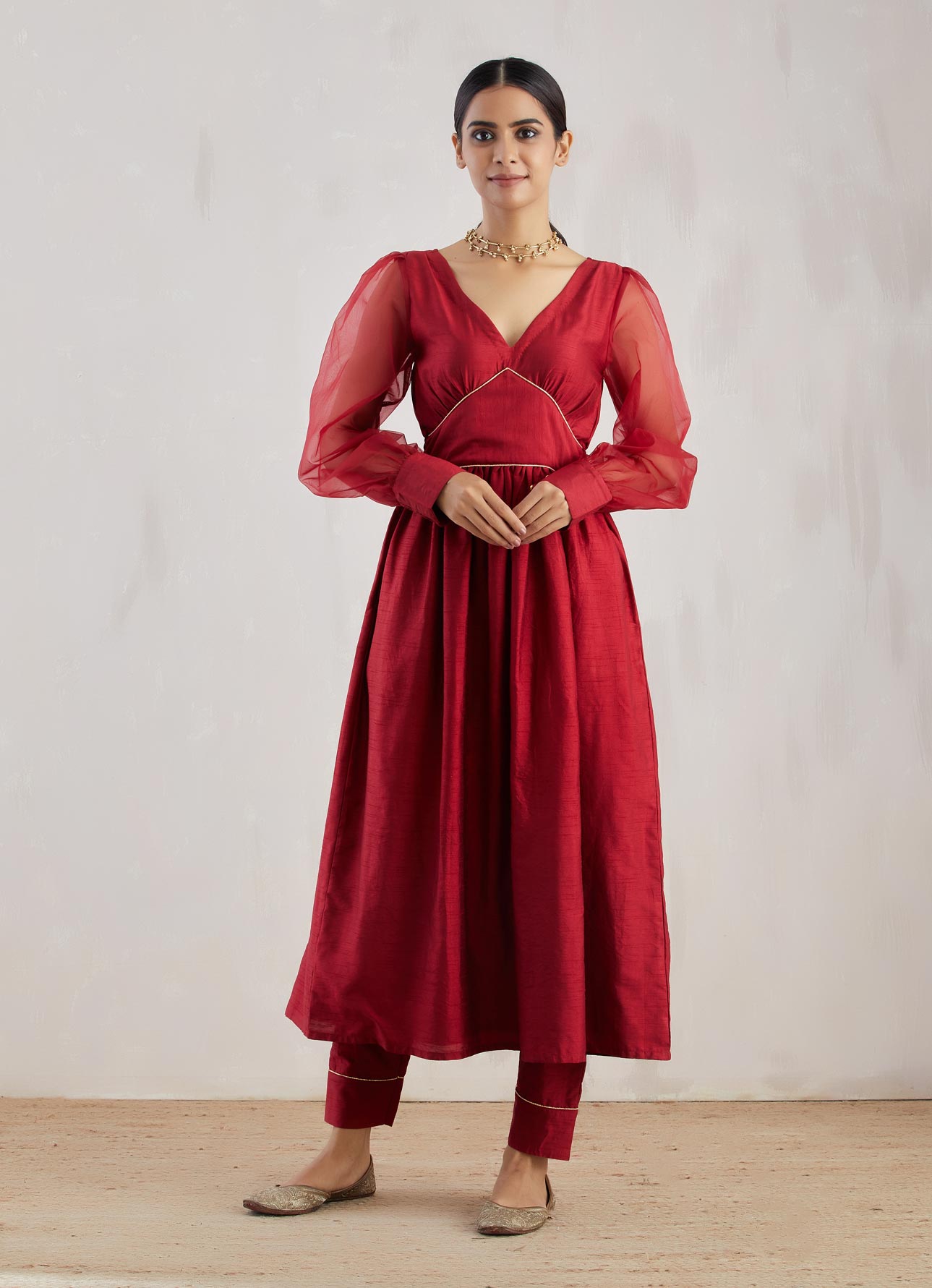 Red Electra Kurta with Pant (Set of 2) - The Indian Cause