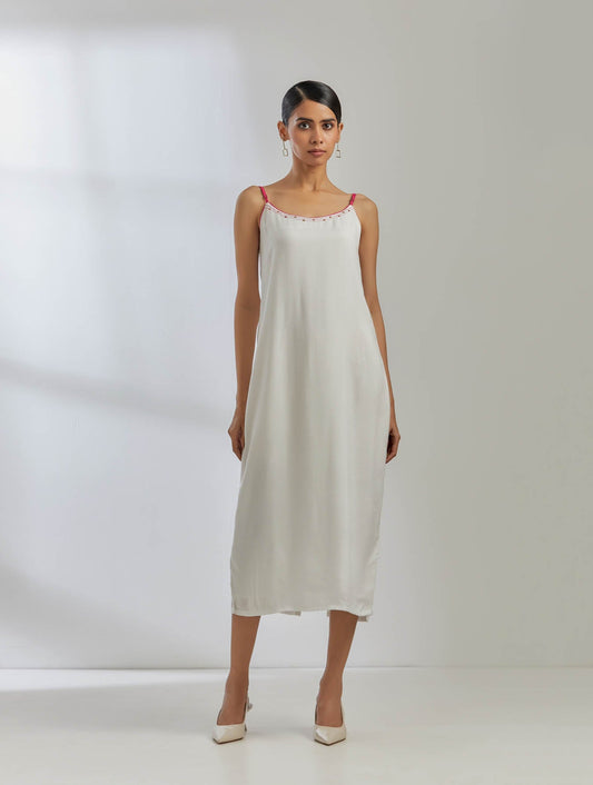 White Silk Strappy Dress - The Indian Cause