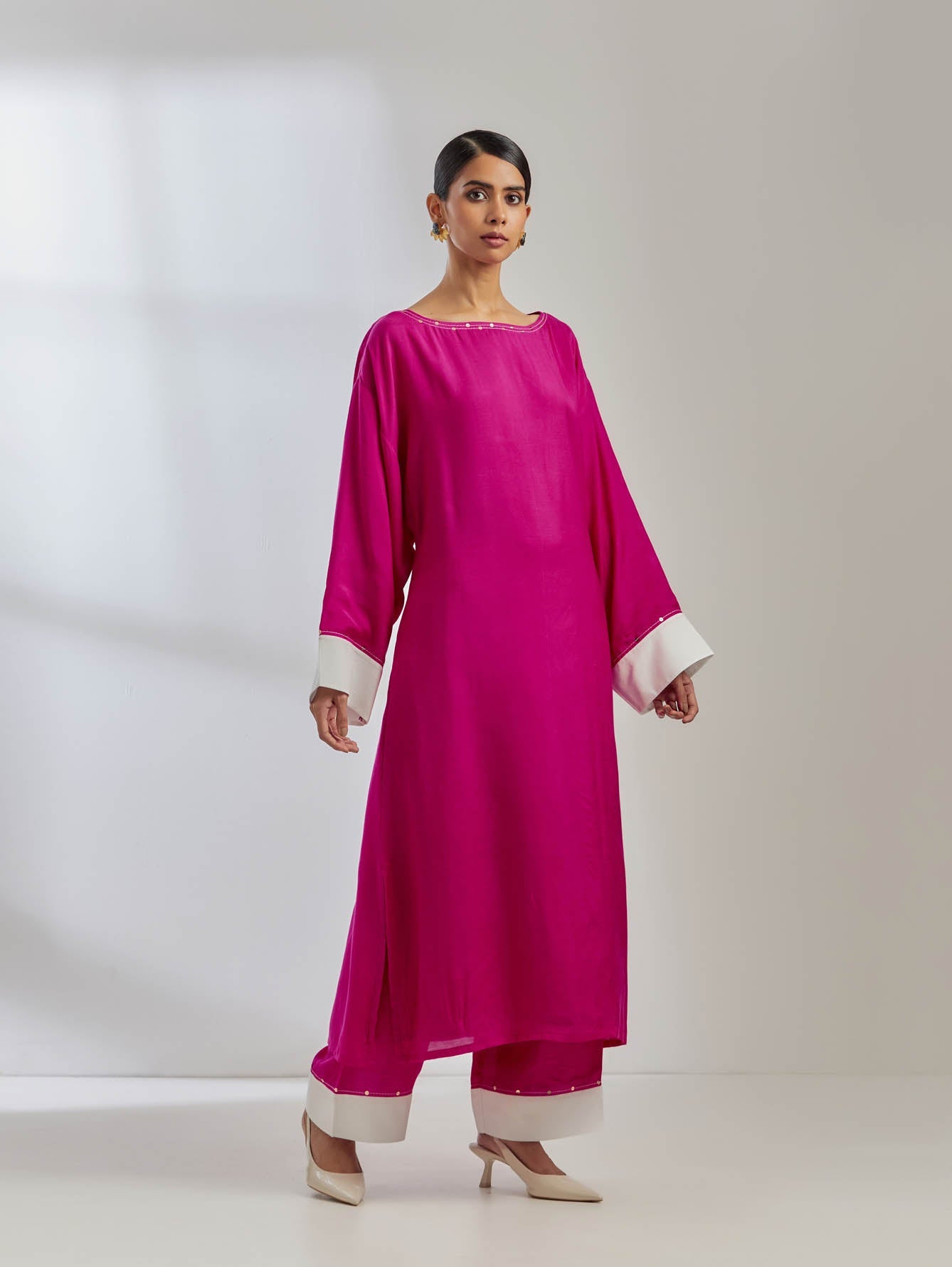 Pink Silk Kaftan Kurta - The Indian Cause