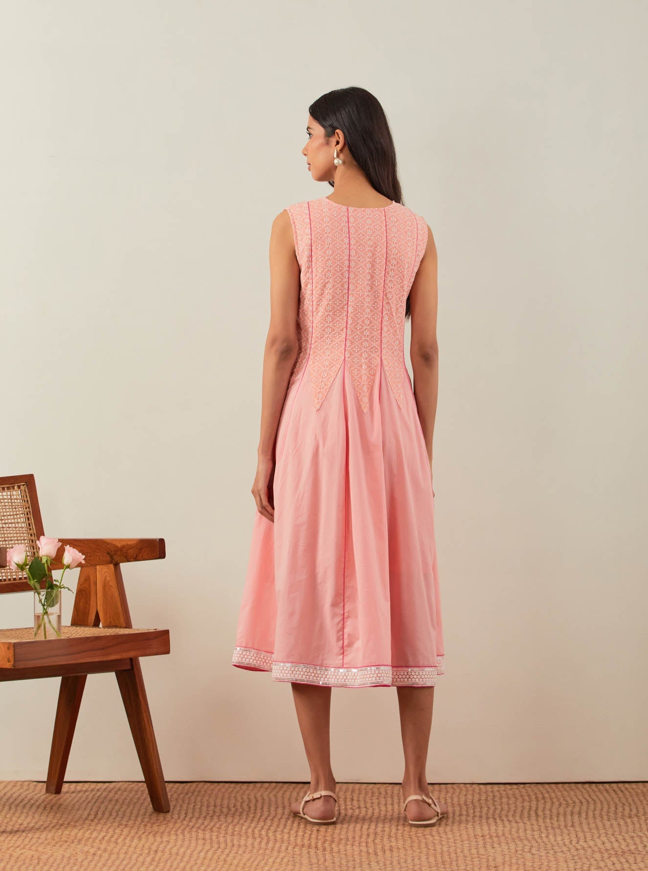 Peach Chikankari Mastani Kalidar A-Line Dress - The Indian Cause