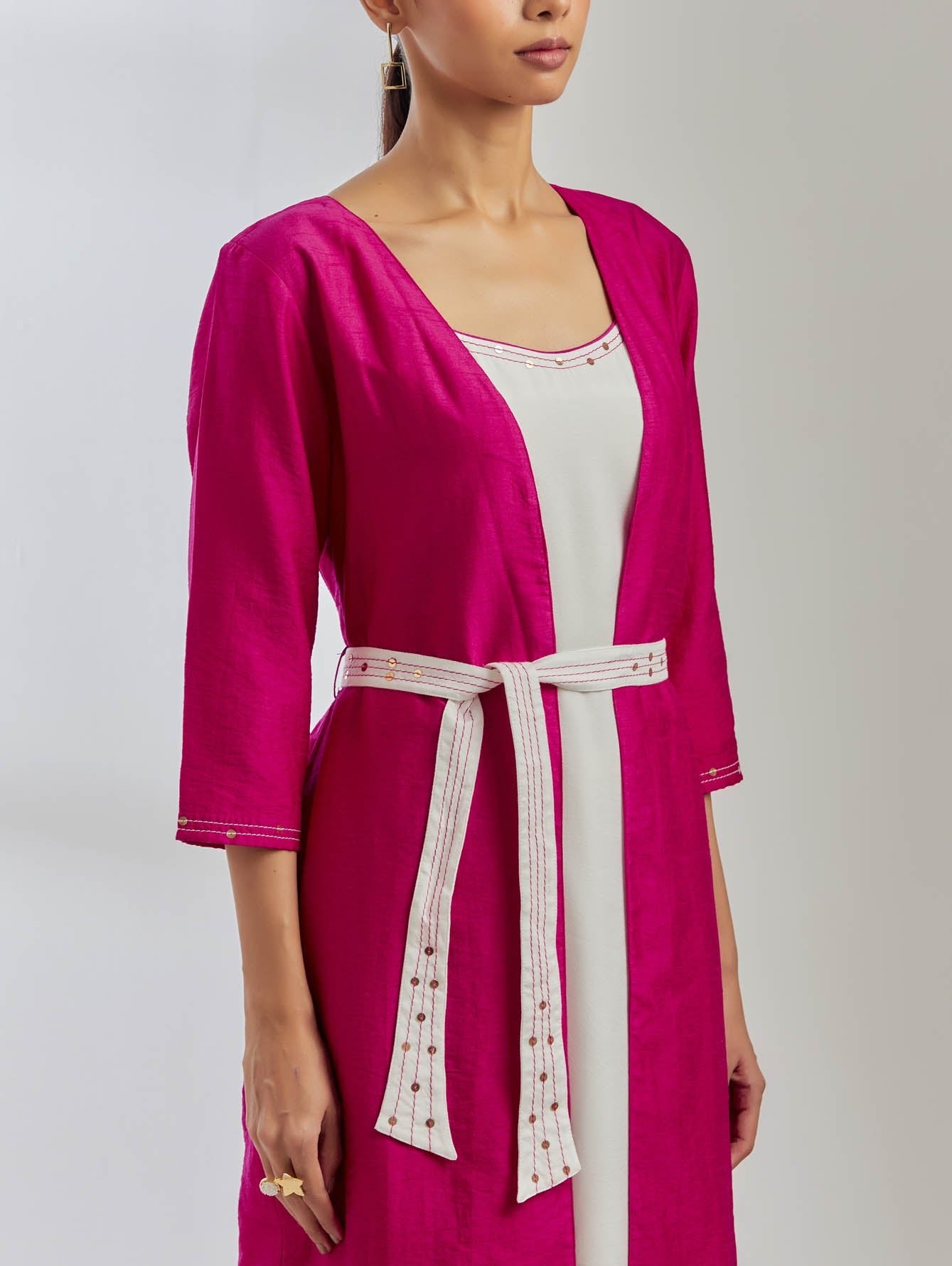 Pink Raw Silk Cape Jacket - The Indian Cause